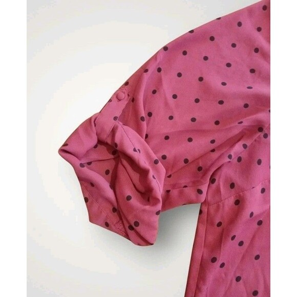 Torrid Georgette V-Neck Roll Tab Blouse Plum Polka Dot Size 5x - Picture 4 of 7